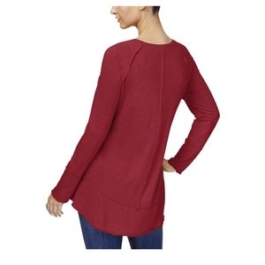 Style & Co Hi-Low Burnout T-Shirt Red Size Medium